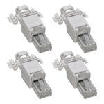 IDC Punch Down to RJ45 Plug for Cat6A Solid Ethernet Cable Connector [4 Pack]