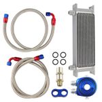 Universal 13 Row Oil Cooler Oil Lines M20 Filter Adapter Kit Silver Engine Trans