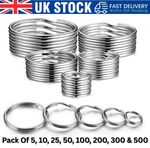 10000 Small - Large  Silver Metal Split Rings Keyring Jump Hoop Loop Keys Ring