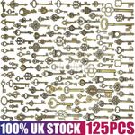 125pcs Vintage Style Antique Mixed Skeleton Keys Furniture Cabinet Old Lock NEW