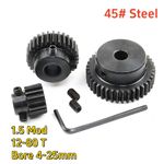 1.5 Mod Spur Gear 12-80 T Bore 4-25mm Pinion Gear with Step Motor Gear 45# Steel