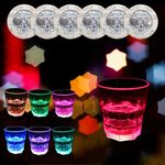 LED Coasters 7 Colour Settings  | Stick On | Drinks Mat, Light Up Bottle | 6 PK