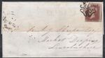 1841 SG8 1d RED BROWN PLATE 33 LONDON "9" IN CROSS ON COVER MARKET DEEPING (DE)