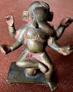 Vintage Solid Brass Ganesha Statue 100mm 575g Heavy Indian Altar Deity Figurine
