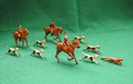 ANTIQUE PIXYLAND F KEW CO 1921-39 RARE LEAD HUNT SET MOUNTED HUNTSMEN HOUNDS FOX