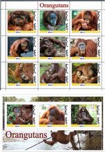 Stamp blocks complete Orangutangs Mongolia issue 2012 Fauna