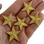 5 X Mini Gold Star Patches Iron Sew On Small Stars Tiny Embroidered Badge Patch