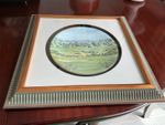 Vintage, framed,painted plate by D.John Wood, Gleneagles Hotel, Scotland REDUCED