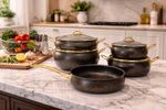 Premium 9Pcs Non Stick Cookware Set with Glass Lids Induction Set DUO LEBA OMS