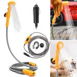 Portable Outdoor Shower Kit 12V Camping Shower with Water Pump Cigarette Lighter