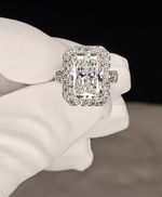 10CT Radiant Cut VVS2 Lab-Grown Diamond Solid Platinum Ring w/IGI Report
