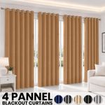 4PCS Blackout Curtains Eyelet Ring Top Pair Thick Thermal Ready Made + Tie Backs