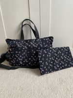 Kipling Large Baby Bag With Changing Mat And Crossbody Strap, Navy Floral Print