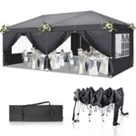 6x3m Pop Up Gazebo Adjustable Height Detachable Side Outdoor Folding Canopy Tent
