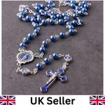 Blue Catholic Rosary Beads - Our Lady Of Lourdes Centre - Christ Crucifix