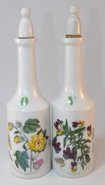 Portmeirion Botanic Garden Oil & Vinegar Bottles With Stoppers 1980s VGUC