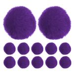 12-Pack Faux Rabbit Fur Pom Poms with Elastic Loop for Hats [Deep Purple, 8cm]