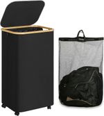 105L Foldable Laundry Basket with Lid Large Capacity Washing Hamper with Handles