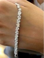 Lab Created 9TCW Heart Cut Diamond Women's Tennis Bracelet 14K White Gold Plated