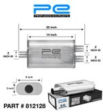 2" 51mm 5"x 8" Oval x 14" Y Pipe Profusion 304 Stainless Steel Exhaust Silencer