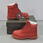 Timberland Kids Toddler Boots Red 6in Premium Waterproof Shoes A1KP6