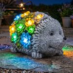GARDEN HEDGEHOG ORNAMENT SOLAR STATUE RESIN GARDEN DECOR PATIO 23CM OUTDOOR