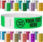 Wristbands Custom Print Add Text Logos made with Tyvek Personalise Event Club