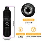 TUXING 4500Psi Carbon Fiber Air Tank,420CC/0.42L/25Ci Pcp Tank for Paintball Gun