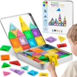 56 Pcs Travel Magnetic Building Blocks with Storage Iron Box for 3+