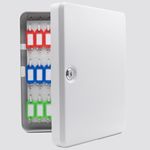 Steel Wall Mounted Key Box 20 Slots Organizer Cabinet With Key Tags Lock White