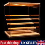 5Tier Clear Acrylic Display Case with Led Light For Collectibles Figures Wood UK
