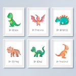 Dinosaur Quote Prints Set Childrens Boys Bedroom Wall Art Pictures Nursery Decor