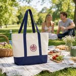 Trader Joe’s Spacious Large Canvas Tote Bag with Reinforced Stitching Blue