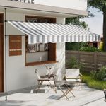 1.5/2.5/3/4m Garden Manual Patio Awning Canopy Outdoor Sun Shade Retractable