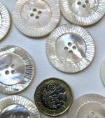 Vintage Mother of Pearl 30mm Buttons 8 Large Abalone Shell Carved Sunray Deco