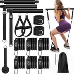 Pilates Bar Kit with 6 Resistance Bands Home Gym Fitness Training Workout Set