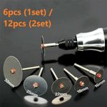 6x/12x Stainless Steel Slice Metal Cutting Disc with Mandrel for Dremel Rotary