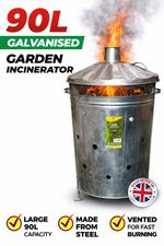 90L Galvanised Garden Incinerator Metal Steel Waste Burner Fire Bin with Lid