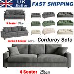 3 Seater Corduroy Sofa Bed with 2 Bolster Modern Home Room Recliner Couch Sofa