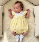 Premature Baby Girl Romper Suit Prem Tiny Frilly Bow Broderie Anglaise LEMON