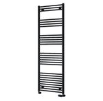 Reina Capo Flat Black Bathroom Heated Towel Rail 1800 x 500 and Manual Valves