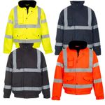 Hi Viz High Visibility Bomber Jacket Waterproof Safety Workwear Security Coat