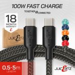 JuicEBitz® USB C to USB C | USB A to USB C Ultra Fast Charger Cable Data Lead