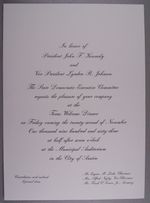 1963 Texas Welcome Dinner Invitation John F Kennedy Assassinated Ticket