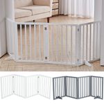 4 Panels Folding Pet Gate Freestanding Wooden Dog Fence Safety Barrier Divider