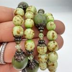 Vintage Green Connemara Marble Rosary Bracelet Memory Coil Wrap QVC Adjustable