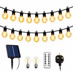 AMIOLOGY G40 LED Festoon String Lights 15m 25 Bulbs Solar Plug Warm White IP44