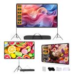 80/100/120" Portable Projector Screen w/Stand Set Outdoor 4K 16:9 HD Home Cinema