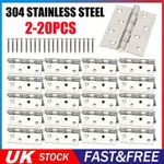 2-20pcs Stainless Steel Door Hinges Butt Hinges 304 Grade 100*75mm Heavy Duty