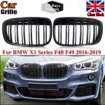 FOR BMW X1 F48 GLOSS BLACK M DOUBLE SPOKE LOOK FRONT KIDNEY GRILLES GRILLS 15-19
